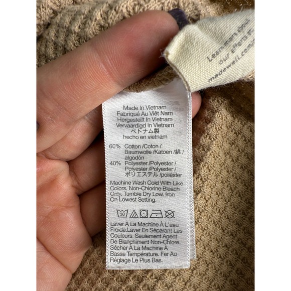 Madewell Waffle Knit VNeck Long Sleeve Sweater Cream Small Old Money Cottage - Picture 5 of 6